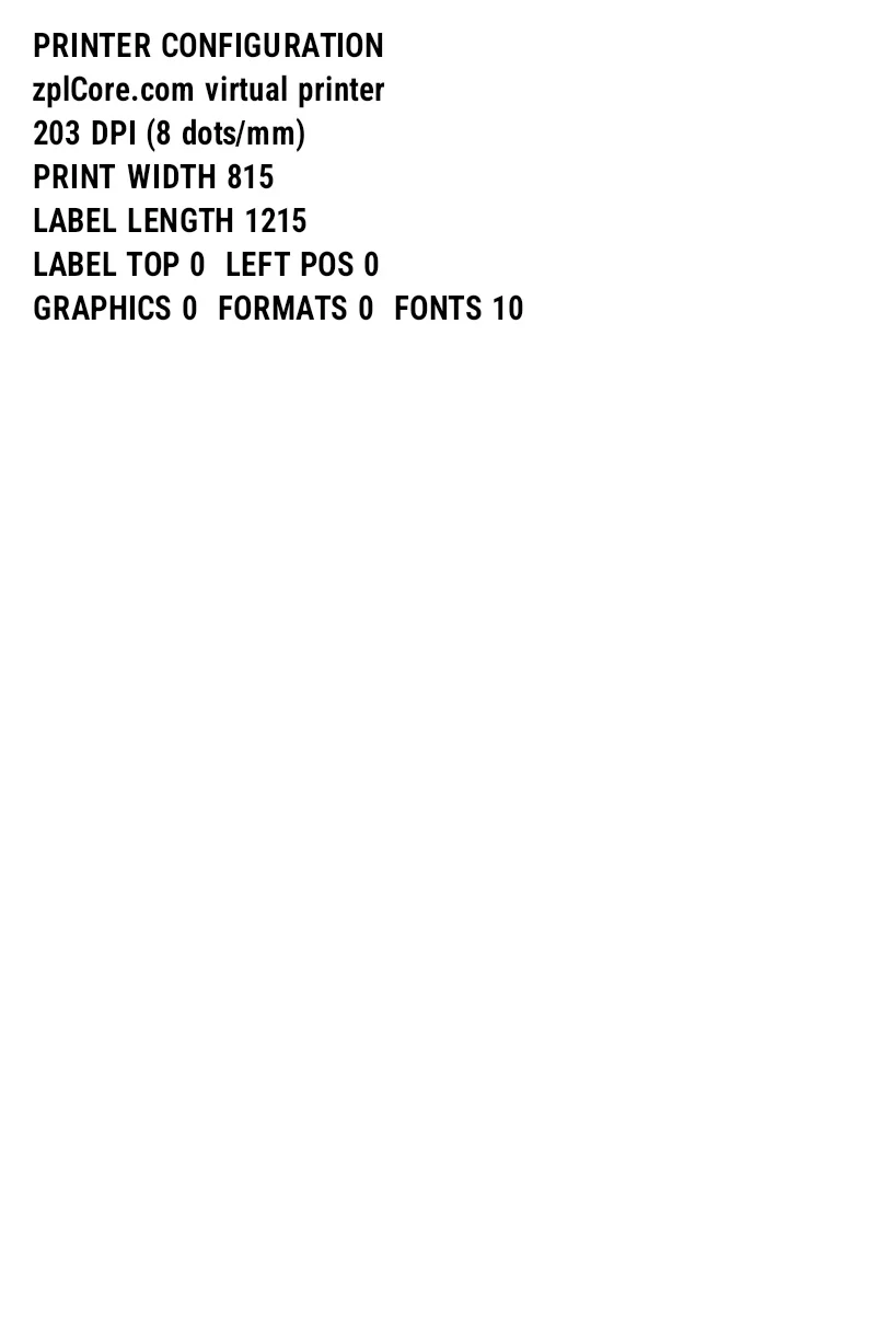 ZPL preview: ~WC · Print Configuration Label