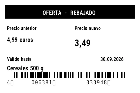Vista previa de Etiqueta de precio promocional/rebajado
