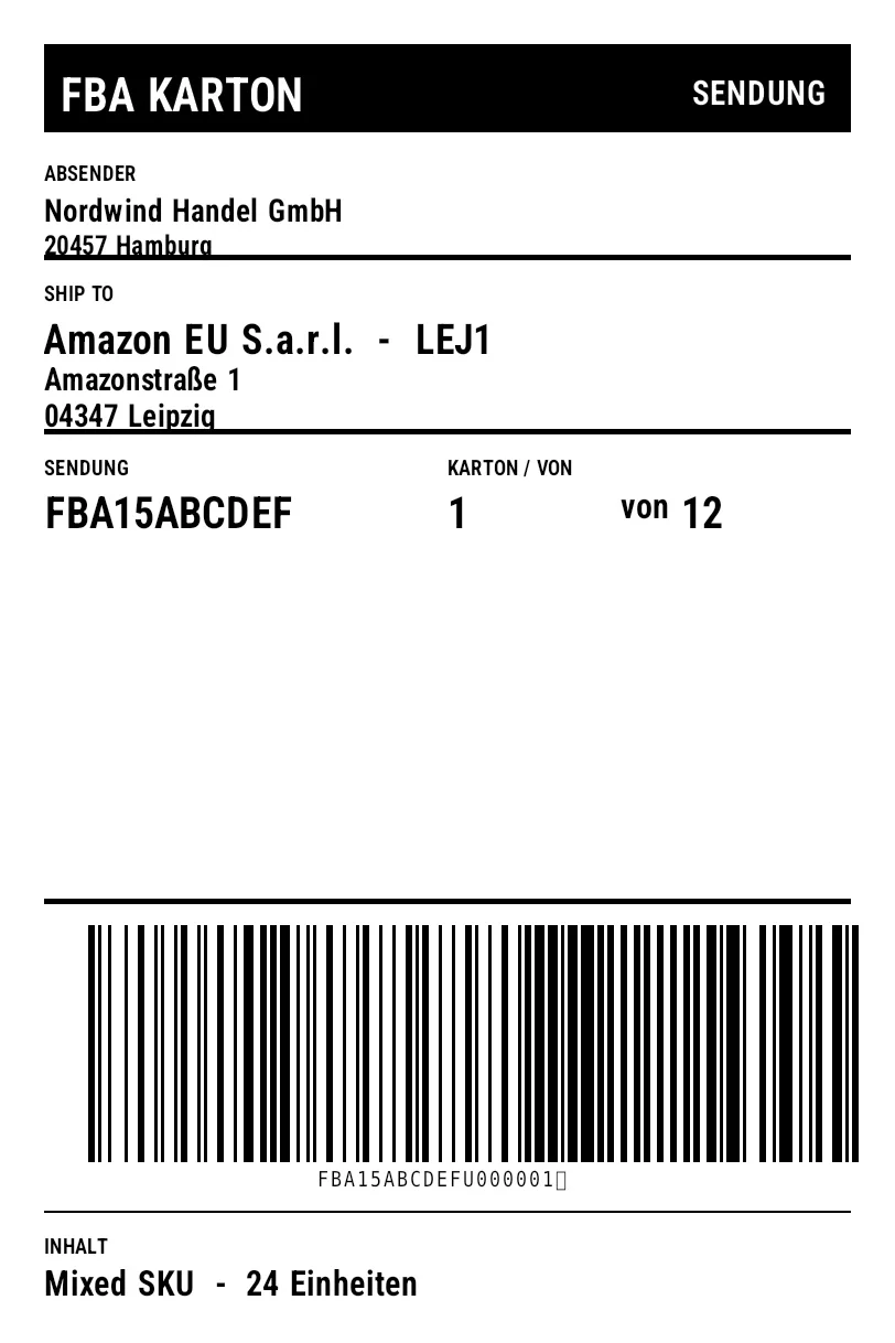 Vorschau von Amazon-FBA-Kartonlabel