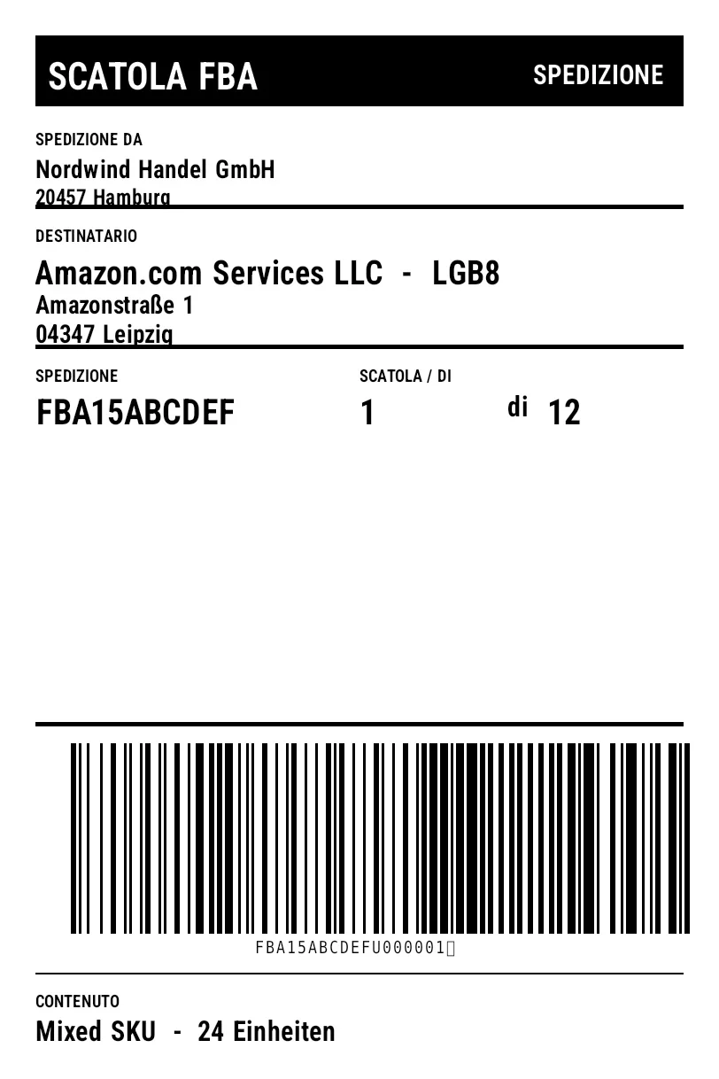 Anteprima di Etichetta cartone Amazon FBA