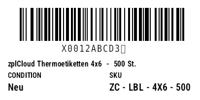 Preview of Amazon FNSKU label