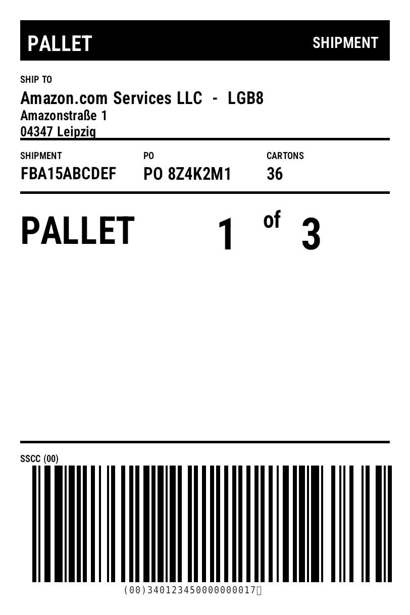 Preview of Amazon pallet label