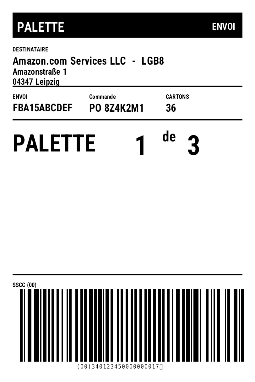 Aperçu de Étiquette de palette Amazon