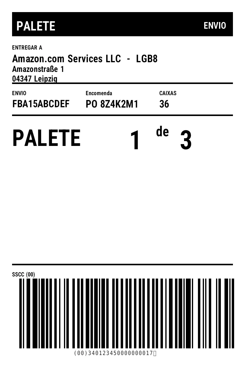 Prévia de Etiqueta de palete Amazon