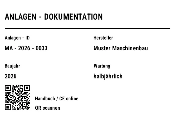 Vorschau von Anlagen-/Dokumentations-Etikett mit QR