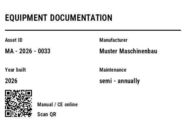 Preview of Equipment / Documentation Label with QR