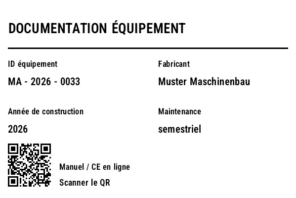 Aperçu de Étiquette d'équipement / documentation avec QR