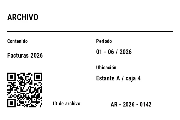 Vista previa de Etiqueta para caja de archivo