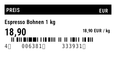 Vorschau von Preisschild mit Barcode