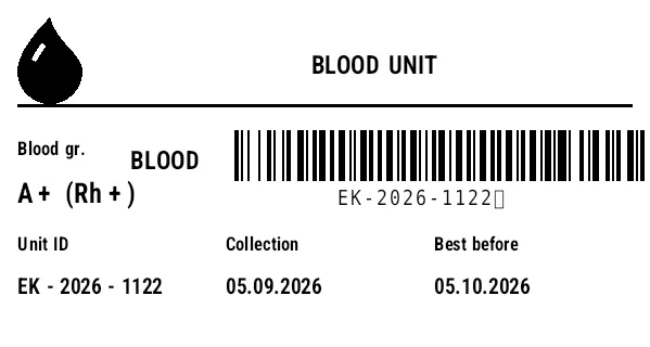 Preview of Blood Unit Label