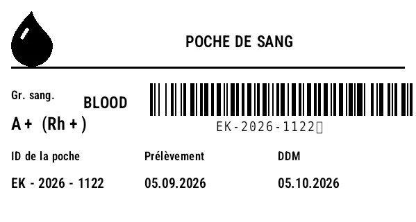 Aperçu de Étiquette de poche de sang