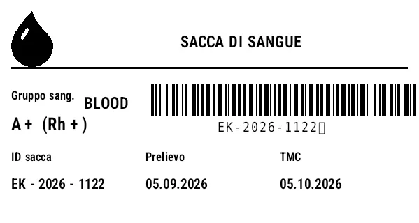 Anteprima di Etichetta per sacca di sangue