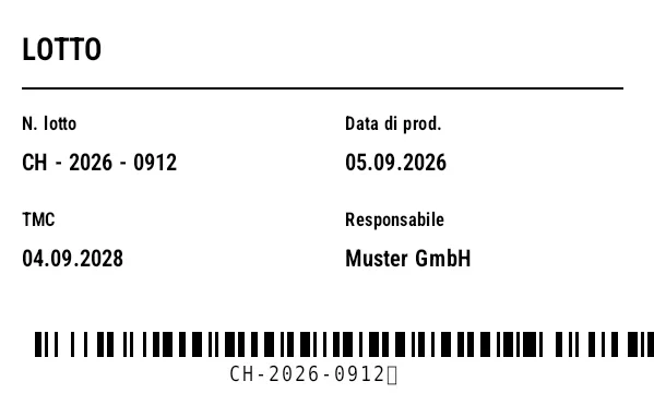Anteprima di Etichetta di lotto