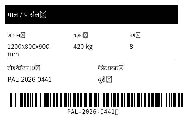 पूर्वावलोकन: माल/आयाम लेबल