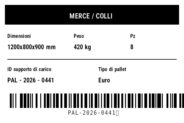 Anteprima di Etichetta merce/dimensioni