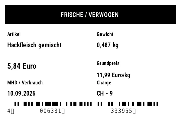 Vorschau von Frische-/Gewicht-Etikett