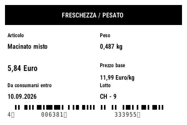 Anteprima di Etichetta freschezza/peso