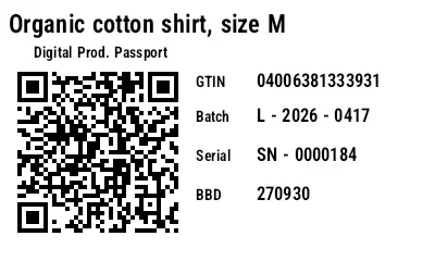 Preview of GS1 QR Code with Digital Product Passport (DPP)