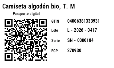 Vista previa de Código QR GS1 con pasaporte digital de producto (DPP)