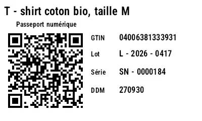 Aperçu de GS1 QR Code avec passeport numérique de produit (DPP)
