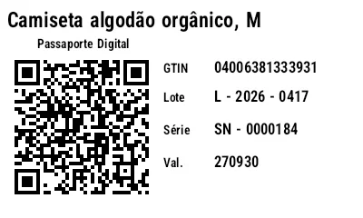 Prévia de GS1 QR Code com Passaporte Digital de Produto (DPP)