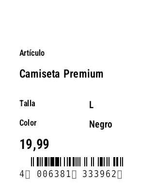 Vista previa de Etiqueta colgante (ropa)