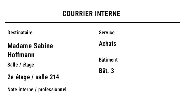 Aperçu de Étiquette de courrier interne