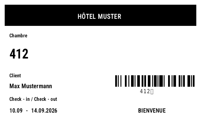 Aperçu de Carte-clé d'hôtel