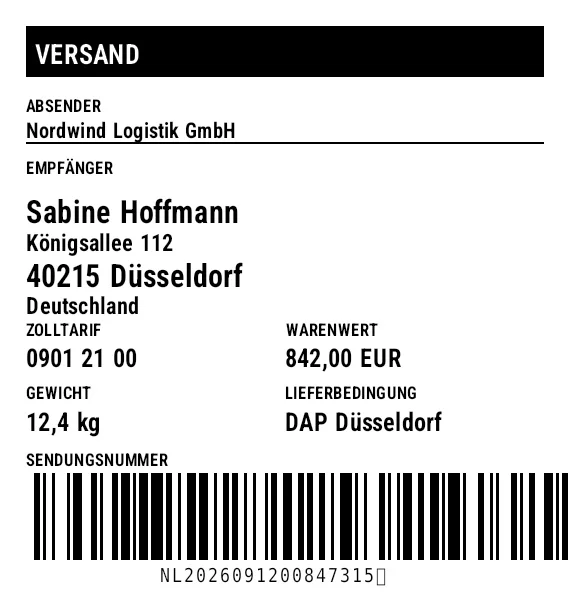 Vorschau von Internationales Versandetikett