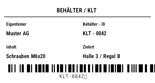 Vorschau von KLT-/Mehrwegbehälter-Etikett