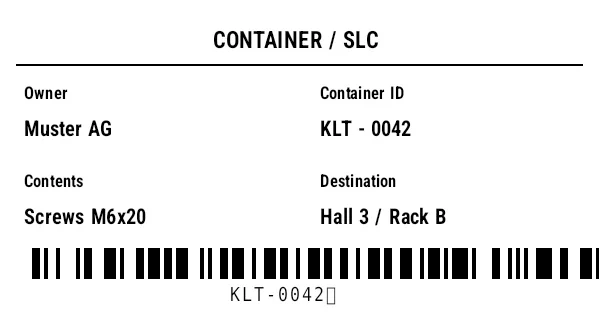Preview of Small Load Carrier / Reusable Container Label