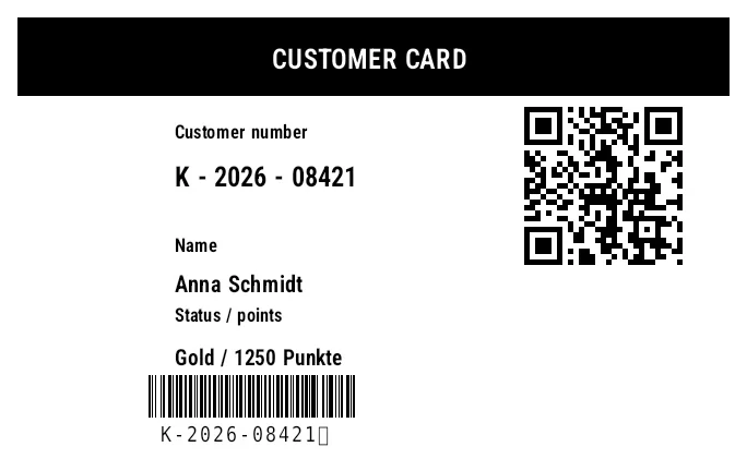 Preview of Customer / Loyalty Card