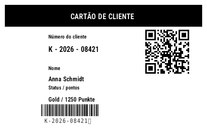 Prévia de Cartão de cliente/fidelidade