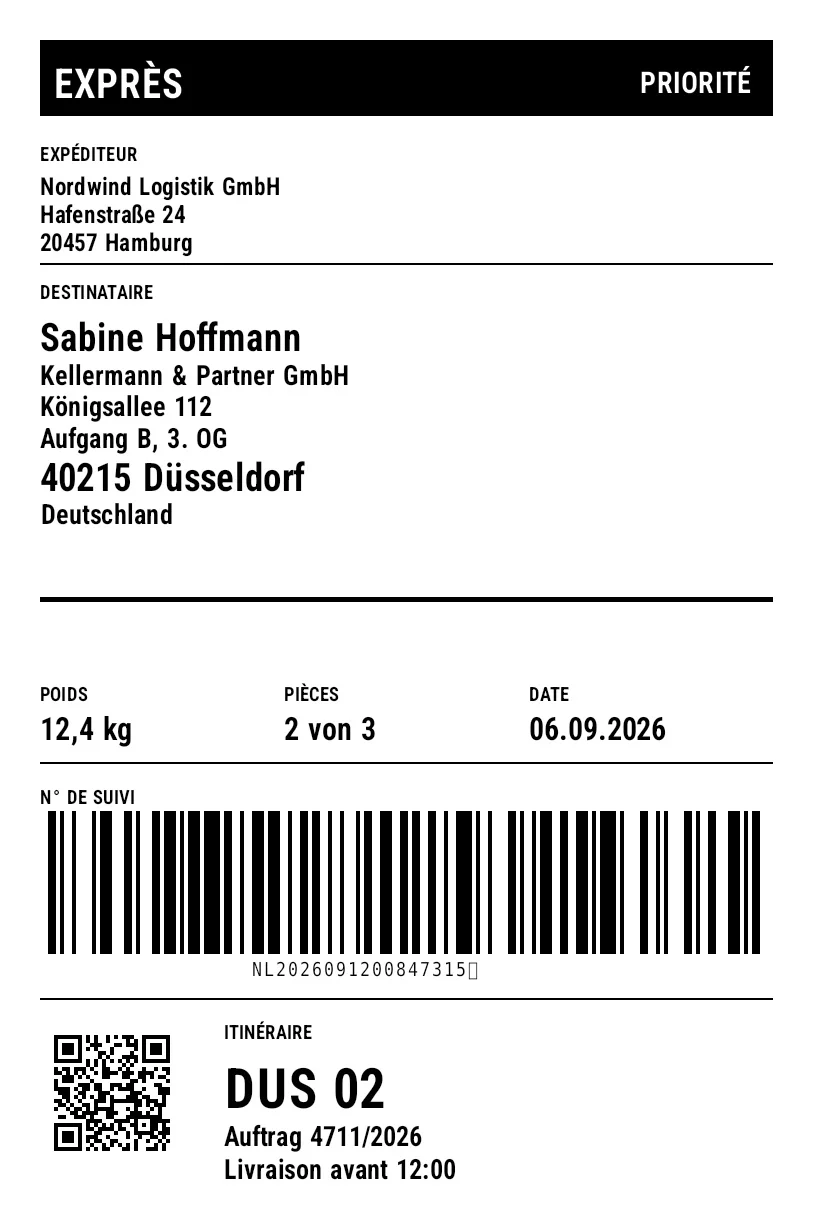 Aperçu de Modèle Labelary