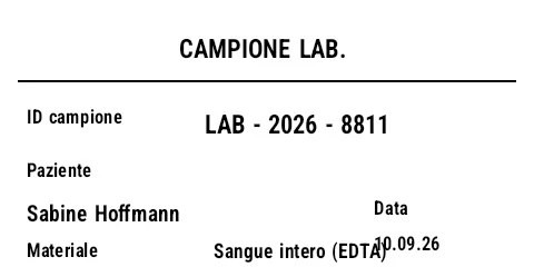 Anteprima di Etichetta per campioni di laboratorio