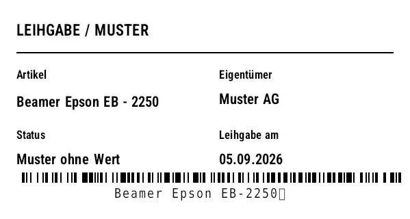 Vorschau von Leih- / Muster-Etikett