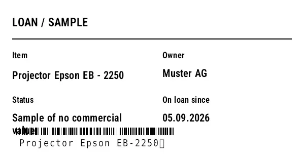 Preview of Loan / Sample Label
