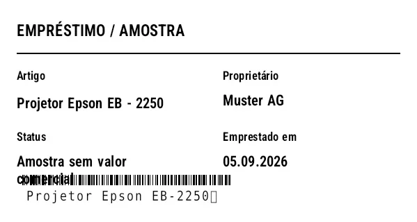 Prévia de Etiqueta de empréstimo / amostra
