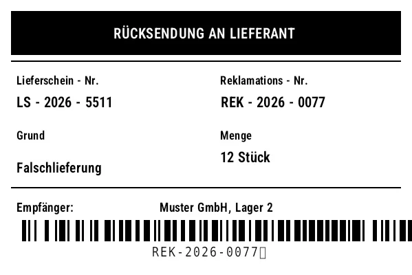 Vorschau von Lieferanten-Retoure (RTV)