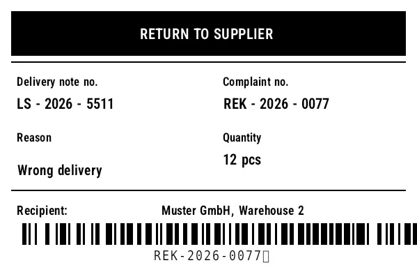 Preview of Supplier Return (RTV)