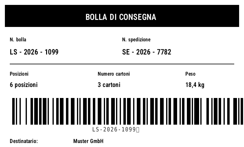 Anteprima di Etichetta esterna con bolla di consegna (packing slip)