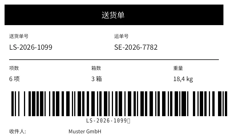 预览：送货单外贴标签 (Packing Slip)