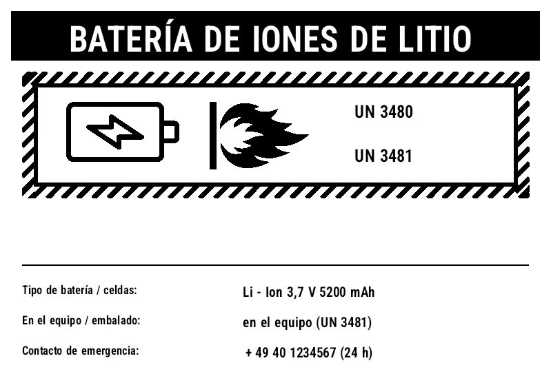Vista previa de Marcado de baterías de litio (UN 3480/3481)