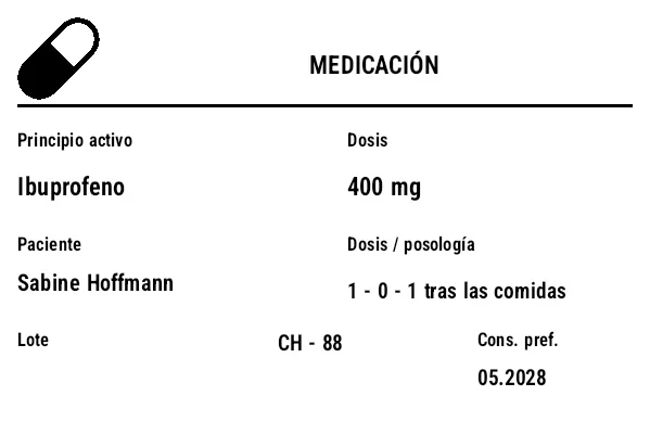 Vista previa de Etiqueta de medicación/farmacia