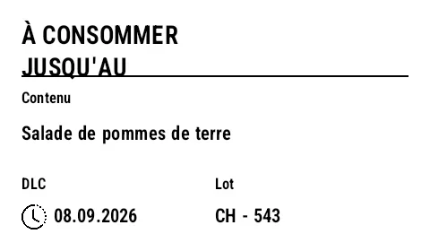 Aperçu de Étiquette de cuisine DDM / consommation