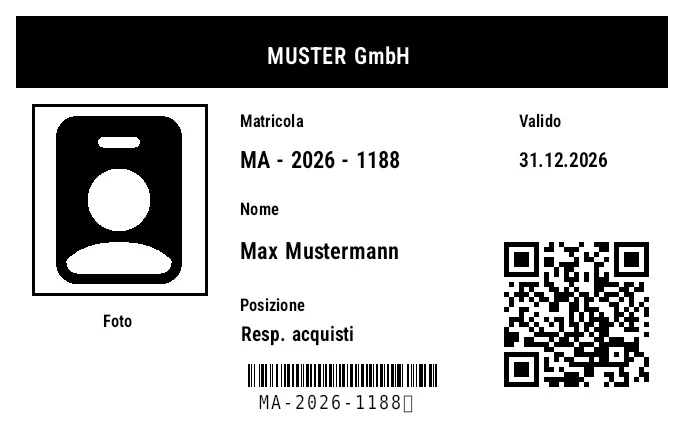 Anteprima di Badge dipendente