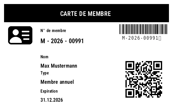 Aperçu de Carte de membre