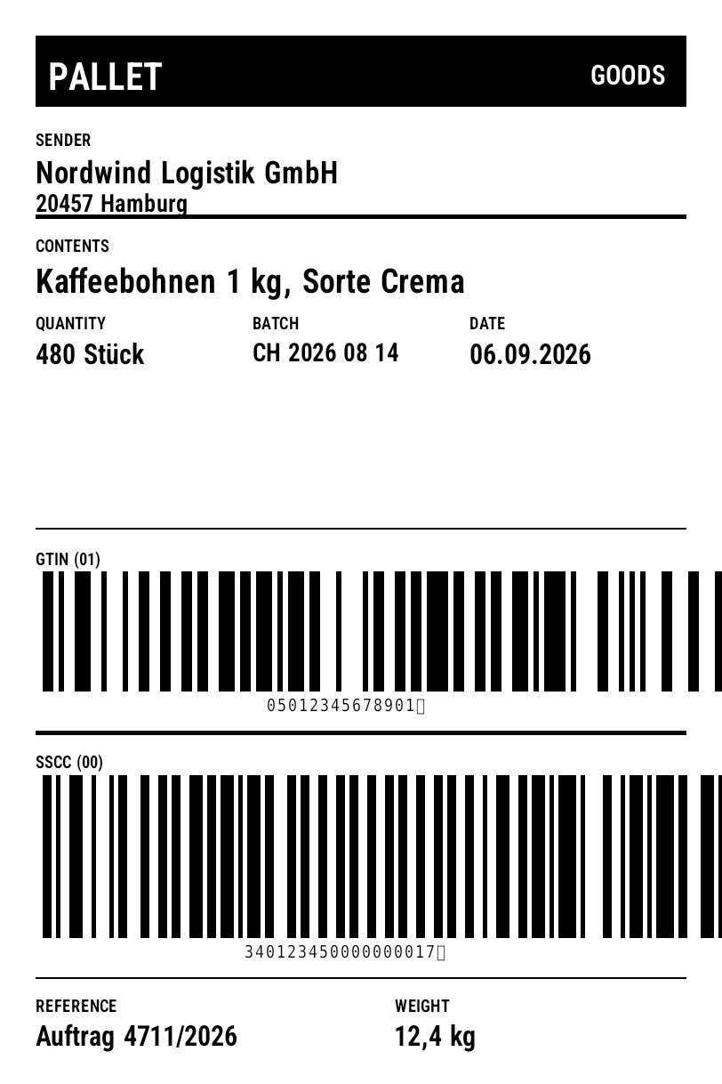 Preview of Pallet label