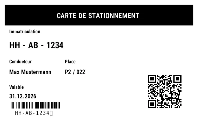 Aperçu de Carte de stationnement