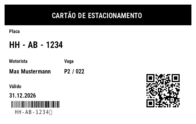 Prévia de Cartão de estacionamento